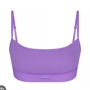 Skims Cotton Rib Scoop Bralette-Vivid Violet NWT XS